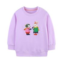 Moletom Casual De Manga Longa Para Meninas Com Estampa De Animais Em Algodão