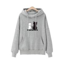 Moletom Casual Feminino Com Estampa De Gato, Moda Streetwear, Moletom Com Capuz Monogramado, Outono