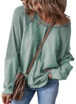 Moletom casual SHEWIN com gola redonda e manga comprida para mulheres