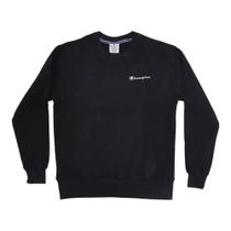 Moletom Champion Crewneck Athletic Mini Script Preto Moletom Champion Crewneck Athletic Mini Script Preto
