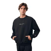 Moletom Champion Crewneck Com Bolso Masculino Preto Moletom Champion Crewneck Com Bolso Masculino Preto