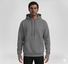 Moletom Cinza Liso Clássico Flanelado Macio Look Urbano Moletom Cinza Liso Clássico Flanelado Macio Look Urbano