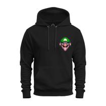 Moletom Com Bolso Capuz Estampado Unissex Confortável Bigode Verde Peito