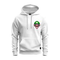 Moletom Com Bolso Capuz Estampado Unissex Confortável Bigode Verde Peito