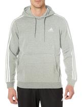 Moletom com capuz adidas Essentials Fleece de 3 listras para homens cinza 3GG Moletom com capuz adidas Essentials Fleece de 3 listras para homens cinza 3GG