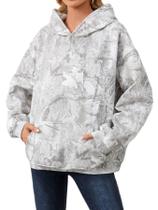 Moletom com capuz Anoumcy Camo Maple Leaf Fleece para mulheres cinza M