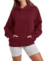 Moletom com capuz Anouncy Comfort de lã de grandes dimensões para mulher