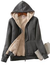 Moletom com capuz, casaco feminino Yeokou, forrado em sherpa
