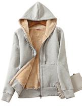 Moletom com capuz, casaco feminino Yeokou, forrado em sherpa