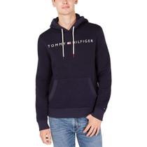 Moletom com capuz com logotipo Tommy Hilfiger para homens azul marinho