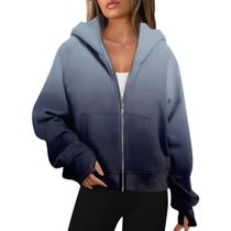 Moletom com capuz COTECRAM Zip Up feminino plus size azul marinho Moletom com capuz COTECRAM Zip Up feminino plus size azul marinho