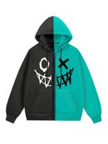 Moletom com capuz COZYEASE com zíper para homens verde XXL