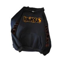Moletom Com Capuz De Fleece Estampado Com Anime Haikyuu Para Homens, Estilo Hip Hop, Pulôver
