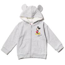 Moletom com capuz Disney Mickey Mouse infantil de lã com zíper cinza 4T Moletom com capuz Disney Mickey Mouse infantil de lã com zíper cinza 4T