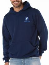 Moletom com Capuz e Bolso Sistema Linux FEDORA Bordado - 50% Poliéster e 50% Algodão