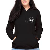 Moletom Com Capuz E Bolsos Canguru Feminino Alien Inverno