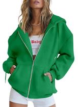 Moletom com Capuz e Zíper PRETTYGARDEN 2025 Verde L Moletom com Capuz e Zíper PRETTYGARDEN 2025 Verde L