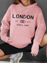 Moletom Com Capuz Estampado De Londres, Manga Longa Casual Vibrante Com Bolso Canguru, Moda Em