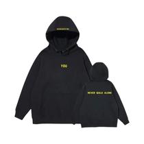 Moletom com capuz estampado inverno plus moletom de lã Harajuku Never Walk Alone Outfit Boy Girls