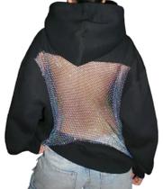 Moletom com capuz feminino LETSVDO, folgado, com costas abertas, estilo Y2K Moletom com capuz feminino LETSVDO, folgado, com costas abertas, estilo Y2K