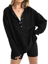 Moletom com capuz feminino PRETTYGARDEN 2024, moda de inverno, preto, XS Moletom com capuz feminino PRETTYGARDEN 2024, moda de inverno, preto, XS