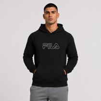 Moletom Com Capuz Fila Outline Light Preto e Branco Moletom Com Capuz Fila Outline Light Preto e Branco