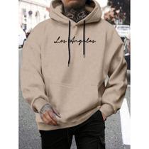 Moletom Com Capuz Flanelado Canguru Los Angeles Masculino Blusao de Frio Unissex