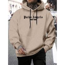 Moletom Com Capuz Flanelado Canguru Palm Angels Masculino Blusao de Frio Unissex