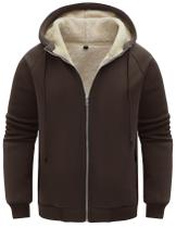 Moletom com capuz Flygo Sherpa Hoodies para homens marrom 3GG