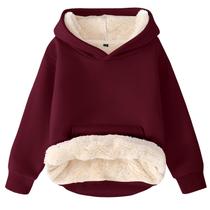 Moletom com capuz Flygo unissex para meninos e meninas forrado de lã Sherpa Winter Maroon