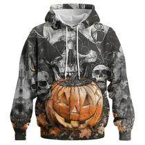 Moletom com capuz GHUALURU Pumpkin Skull Halloween unissex