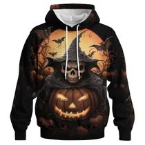 Moletom com capuz GHUALURU Pumpkin Skull Halloween unissex