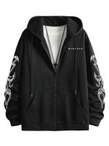 Moletom com capuz GORGLITTER Y2K Graphic Zip Up Designer preto para homens