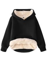 Moletom com capuz Kissonic Fleece Sherpa, forrado para crianças, preto, tamanho GG Moletom com capuz Kissonic Fleece Sherpa, forrado para crianças, preto, tamanho GG
