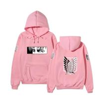 Moletom Com Capuz Masculino De Anime Japonês Attack on Titan Casual Solto Y2K Hip-Hop Streetwear