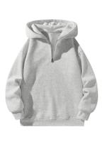 Moletom com capuz masculino SOLY HUX com zíper quarto, branco, tamanho L