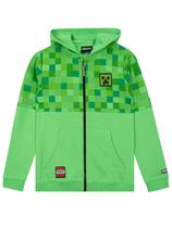 Moletom com capuz Minecraft Creeper Zip Up para meninos verde tamanho 10