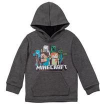 Moletom com capuz Minecraft Mobs Alex Steve para meninos cinza 5
