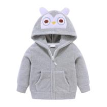 Moletom com capuz Mud Kingdom Cute Owl Fleece com zíper completo, cinza, menina de 5 a 6 anos