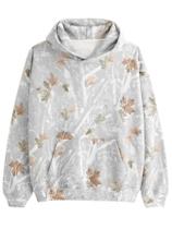 Moletom com capuz Ogfao Maple Leaf com estampa camuflada feminina de tamanho grande