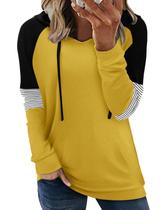 Moletom com capuz Onlypuff Pullover para mulheres amarelo tamanho S