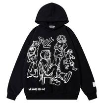 Moletom com Capuz Oversized FantasyGears Y2K - Estampado Preto - Unissex