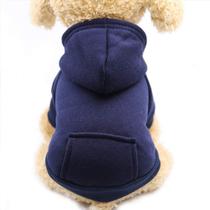 Moletom com capuz para cães de inverno Jecikelon com bolsos Navy XXS