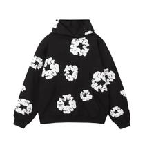 Moletom com capuz PLAYPUNK Flower Puff Print, tamanho grande, vintage, preto do ano 2000