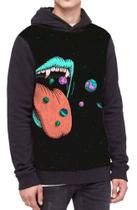 Moletom Com Capuz Psicodélico Boca Planetas Espaço Ref:553