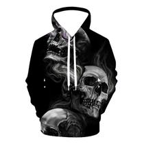 Moletom com capuz QierDesign Skull 3D Print para homens