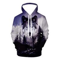 Moletom com capuz QierDesign Wolf Print 3D Graphic para homens