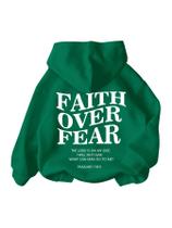 Moletom com capuz RoseSeek Boys de manga comprida com estampa de letras verde 12Y