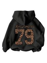 Moletom com capuz RoseSeek Girl's Bow Cheetah Leopard, preto 13Y Moletom com capuz RoseSeek Girl's Bow Cheetah Leopard, preto 13Y