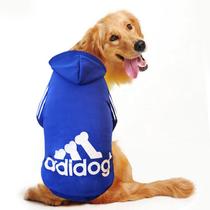 Moletom com Capuz Roupa para Cães Grande Porte Azul Adidog